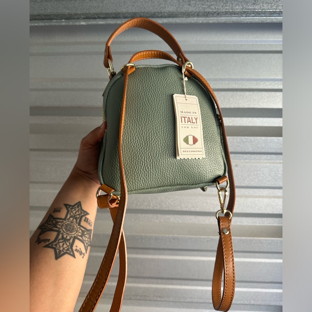 Brand new with tag Divina Firenze genuine leather green backpack